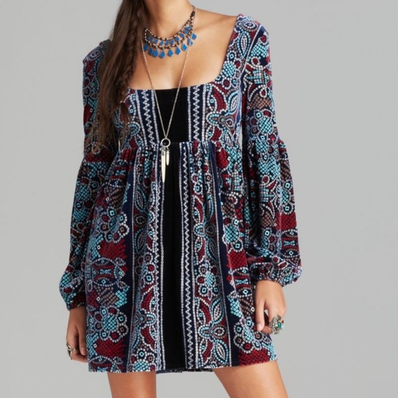 Free People Oh So Easy Babydoll Velvet Dress - Picture 2 of 9
